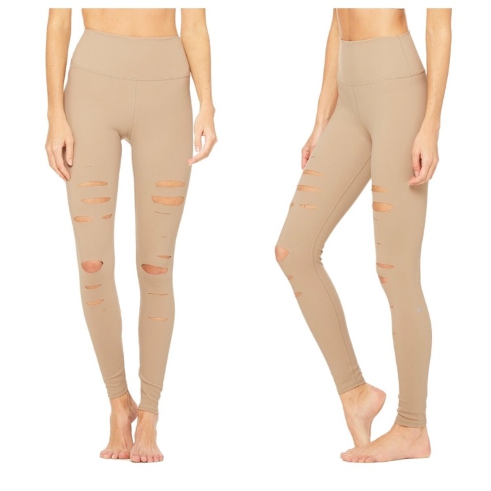 xs Alo yoga nude ripped high waisted leggings